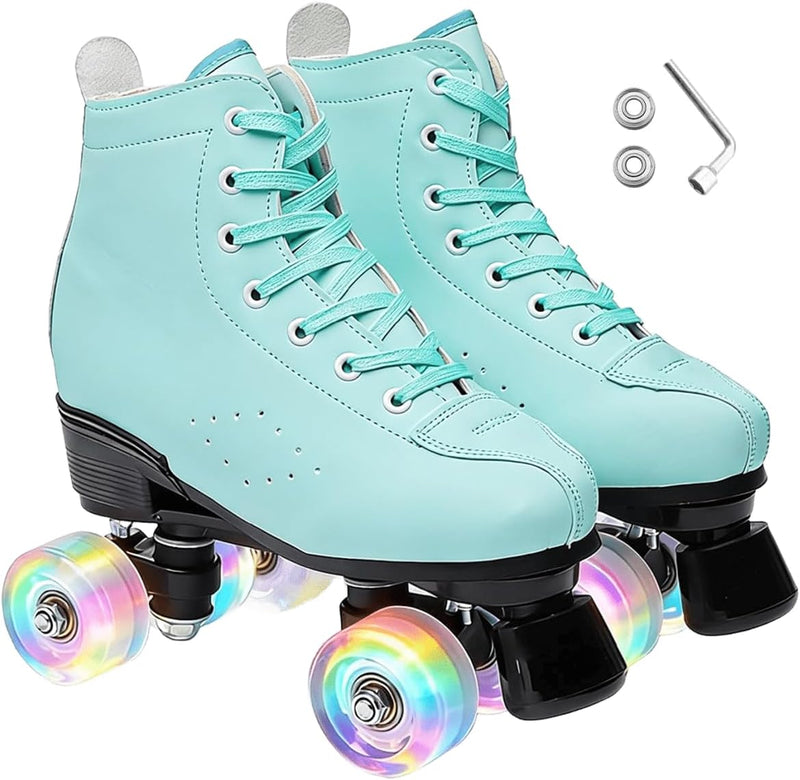 Load image into Gallery viewer, ERNAN Rolschaatsen met 4 wielen, parallelle skates met lichtgevende wielen, klassieke high-top, rolschaatsen voor volwassenen, meisjes, kinderen, beginners, maat 37-43
