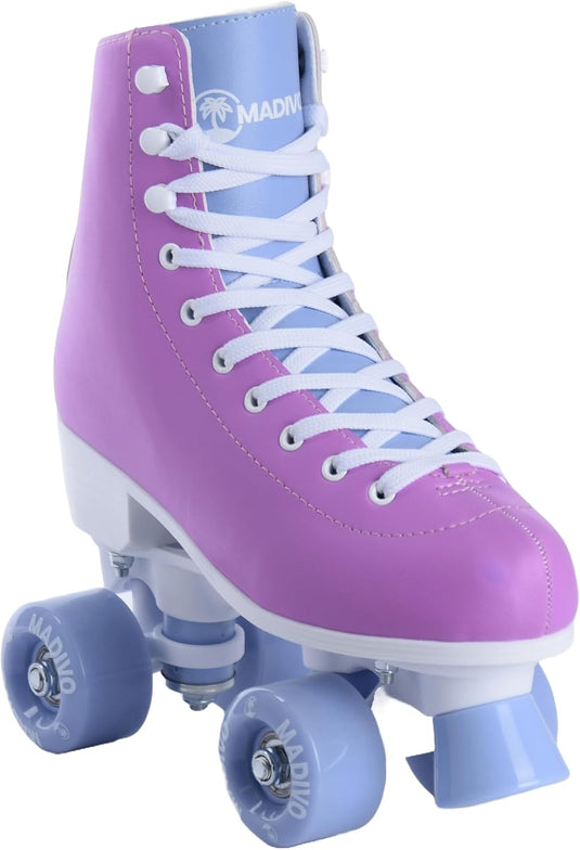 Madivo Pastel Klassieke retro rolschaatsen voor dames | ABEC-7 kogellagers | meisjes rolschaatsen, skeelers| blauw/koraal | maat 35, 36, 37, 38, 39, 40, 41