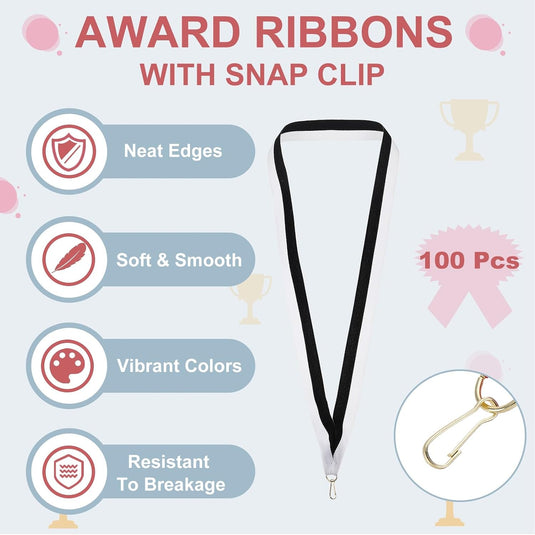 Medaille neklinten 100 stuks 43 x 2,2 cm met klikclips – award linten – sport accessoires