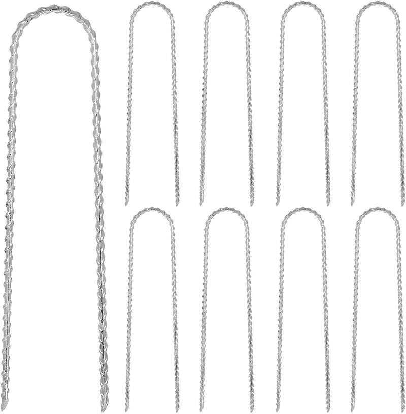 Laad afbeelding in Galerijviewer, Grondankers 10 stuks heavy duty van verzinkt staal – U-vormige trampoline haringen – tuinankers
