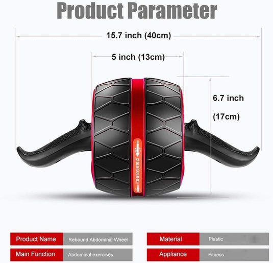 Ab roller met automatische rebound en slimme rem tot 136 kg rood – buikspiertrainer – ab wheel