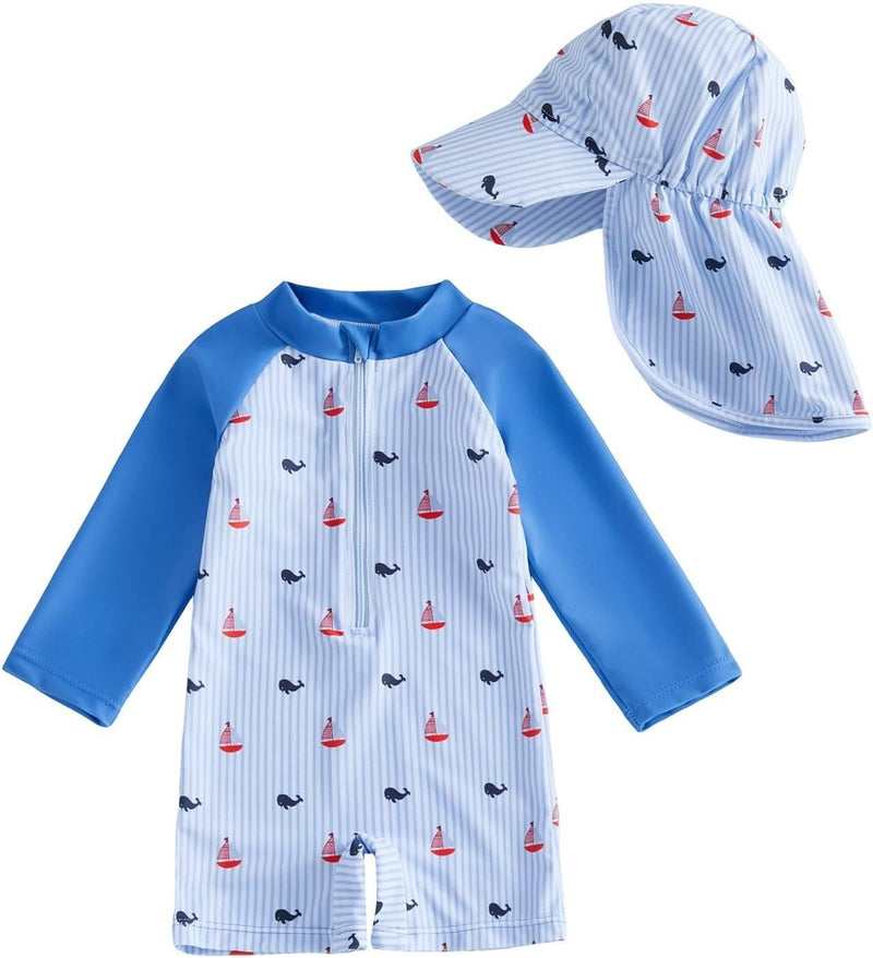 Chargez l'image dans la visionneuse de la galerie, Baby rashguard badpak met lange mouwen en UPF 50+ zonbescherming – zwempak – zwemkleding
