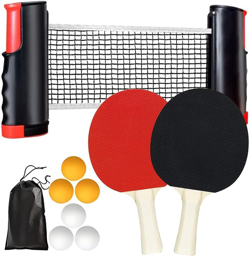 Charger l’image dans la visionneuse de galerie, Set de tennis de table avec 2 raquettes, 6 balles et filet rétractable, sac de transport inclus – set de ping-pong – accessoires de tennis de table
