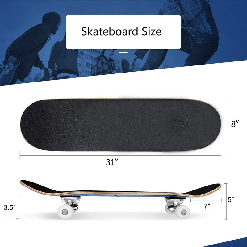 Load image into Gallery viewer, Compleet skateboard 78,7 x 20,3 cm met 7-laags esdoorn deck en ABEC-7 lagers – beginners skateboard
