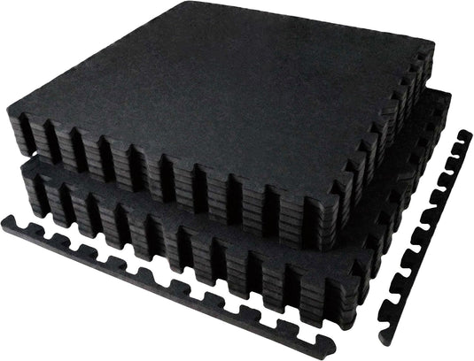 Puzzelmat fitness 12 stuks – 60 x 60 x 1,4 cm – antislip rubber en EVA vloerbescherming voor homegym – zwart/wit