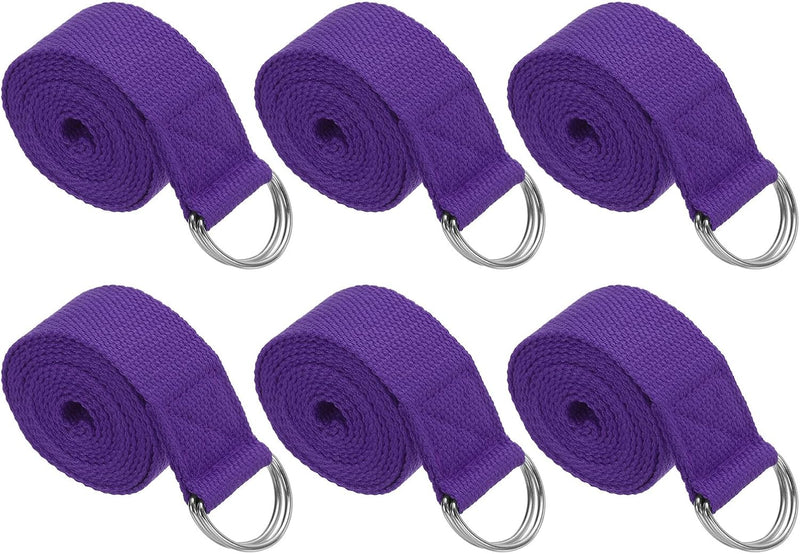 Załaduj obraz do przeglądarki galerii, Yogariemen 6 stuks 180 x 3,8 cm van katoen met D-ring bruin – stretchbanden – yoga pilates accessoires
