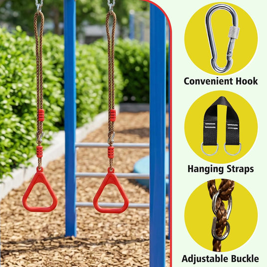 Gymnastiekringen 2 stuks met verstelbare touwen 120-200 cm tot 120 kg – klimringen – schommel accessoires