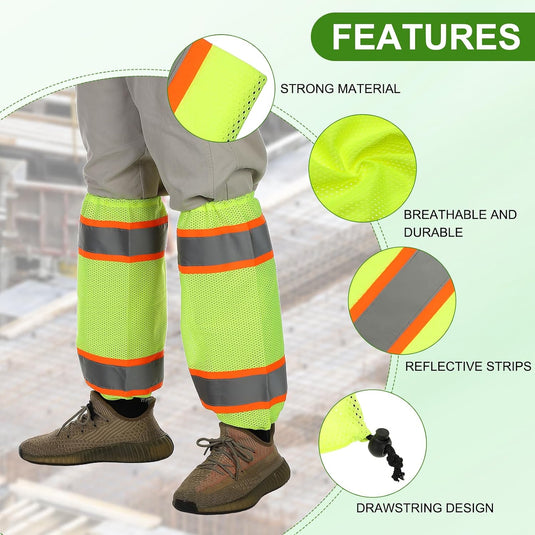 Reflecterende beenhoezen 1 paar high visibility geel-oranje – hi-vis beenkappen – outdoor accessoires