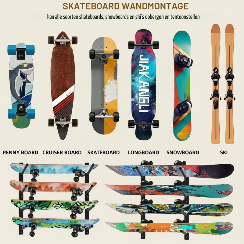 Chargez l'image dans la visionneuse de la galerie, Support mural horizontal pour skateboard, noir
