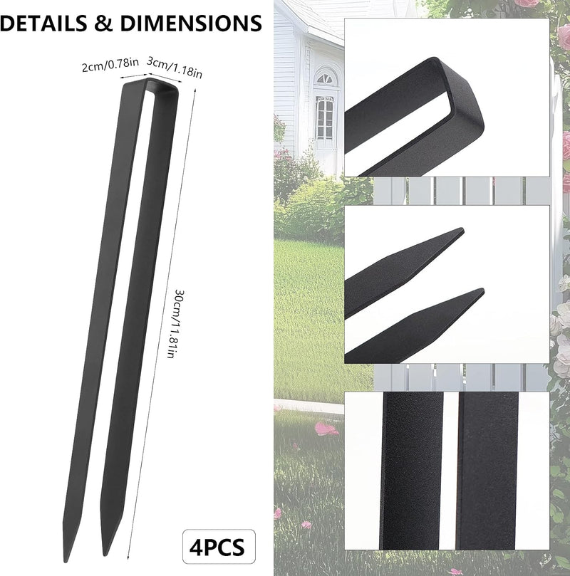 Laad afbeelding in Galerijviewer, U-vormige grondankers 4 stuks 30 cm van gepoedercoat staal – tuinankers – trampoline haringen
