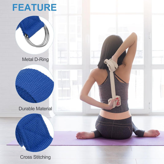 Yogariemen 6 stuks 180 x 3,8 cm van katoen met D-ring bruin – stretchbanden – yoga pilates accessoires