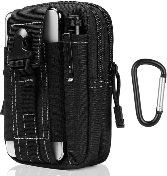 flintronic Tactische Heuptassen, Molle EDC Pouch, Outdoor Heuptas+Haak, Utility Gadget Riemtas met Mobiele Telefoon Holster voor Sport, Wandelen, Kamperen, Reizen-Zwart