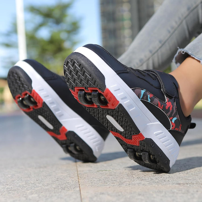 Load image into Gallery viewer, Schoenen met wieltjes, voor jongens en meisjes, kinderrolschaatsen, 2-in-1 rolschaatsen, gymschoenen, skateboardschoenen

