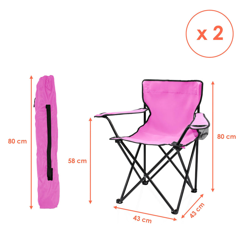 Laden Sie das Bild in Galerie -Viewer, Campingstoelen Opvouwbaar 2 Stuks met Bekerhouder tot 100 kg – Vouwstoel – Kampeerstoel

