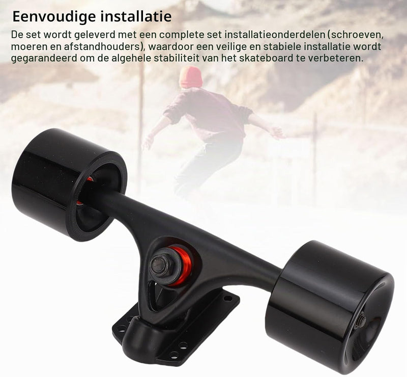 Laden Sie das Bild in Galerie -Viewer, Longboard trucks 7 inch met 65 x 51 mm wielen 2 stuks – complete truck set – skateboard accessoires
