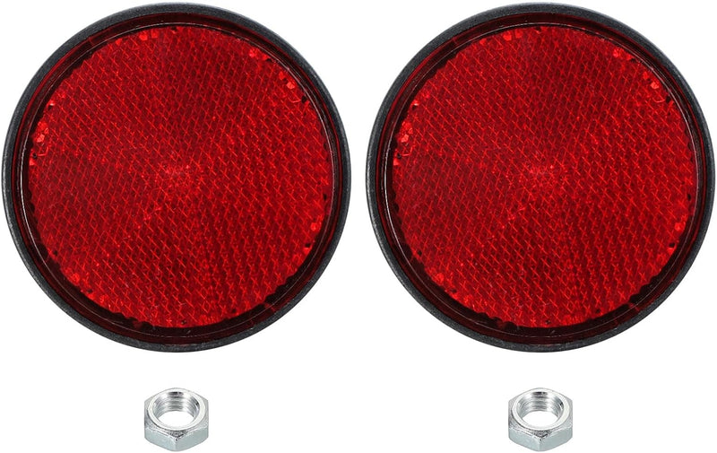 Laden Sie das Bild in Galerie -Viewer, Runde Reflektoren 2 Stück 60 mm rot mit M6-Schraubbefestigung – Sicherheitsreflektoren – Fahrrad- und Motorradzubehör
