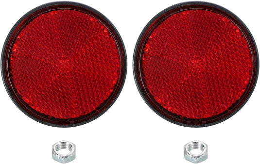 Runde Reflektoren 2 Stück 60 mm rot mit M6-Schraubbefestigung – Sicherheitsreflektoren – Fahrrad- und Motorradzubehör