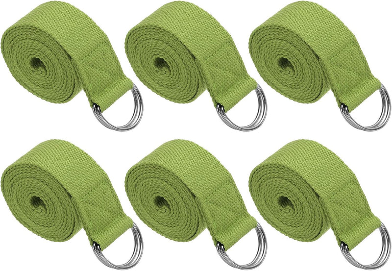Załaduj obraz do przeglądarki galerii, Yogariemen 6 stuks 180 x 3,8 cm van katoen met D-ring bruin – stretchbanden – yoga pilates accessoires
