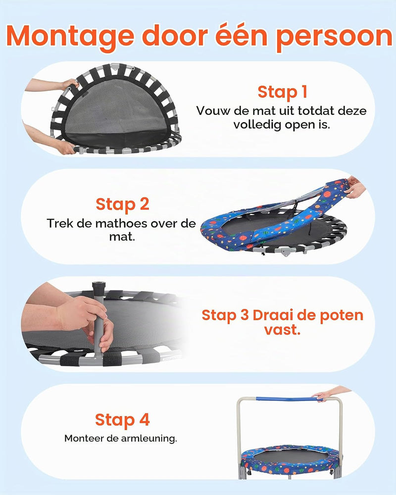Chargez l'image dans la visionneuse de la galerie, Kindertrampoline 91 cm opvouwbaar met handgreep en antislip poten – mini trampoline – indoor trampoline

