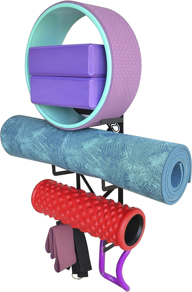 Laad afbeelding in Galerijviewer, Wandhouder voor complete yoga- en pilatesuitrusting, 100% koolstofstaal
