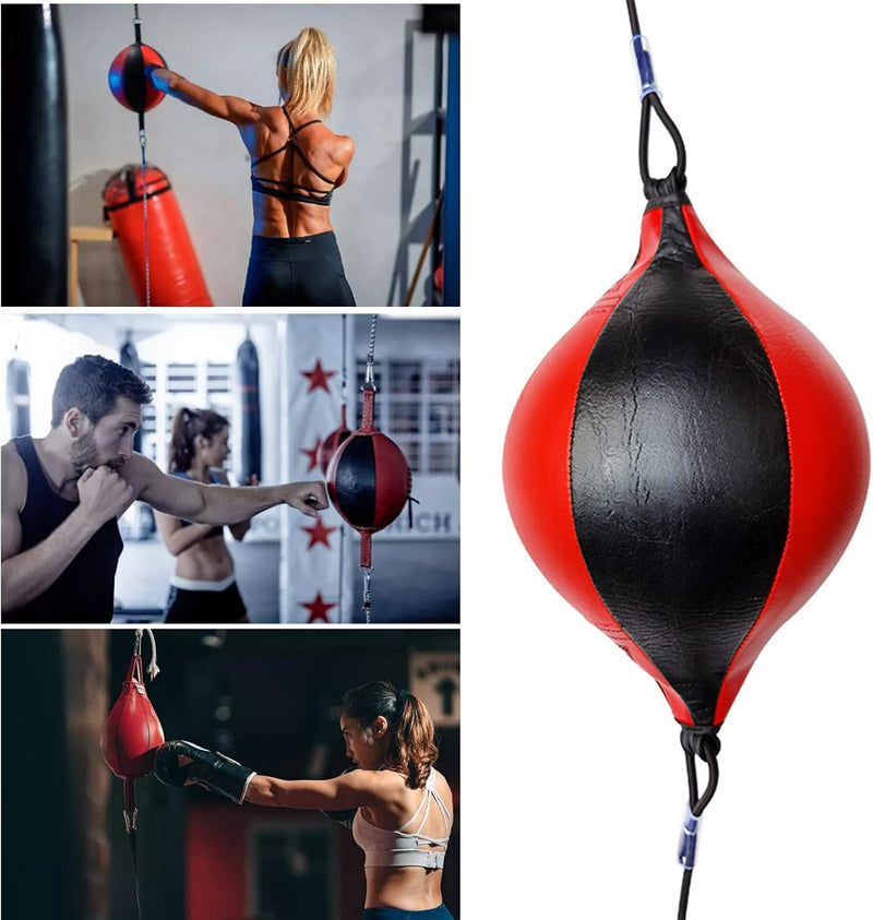 Laad afbeelding in Galerijviewer, Speed Punch Bag, Leather Speed Ball, Hanging Boxing Punching Ball, Boksballen voor Gym MMA Boksen Sport Punch Bag Volwassen, Double End Boksen Punchingball, Training Speedball Set
