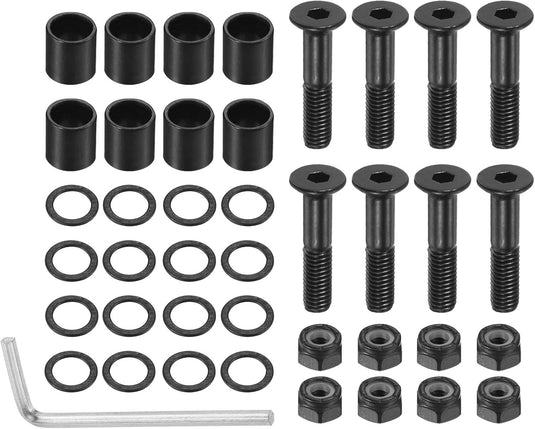 Skateboard hardware set met 25 mm schroeven moeren spacers en washers – 40-delig – skate accessoires