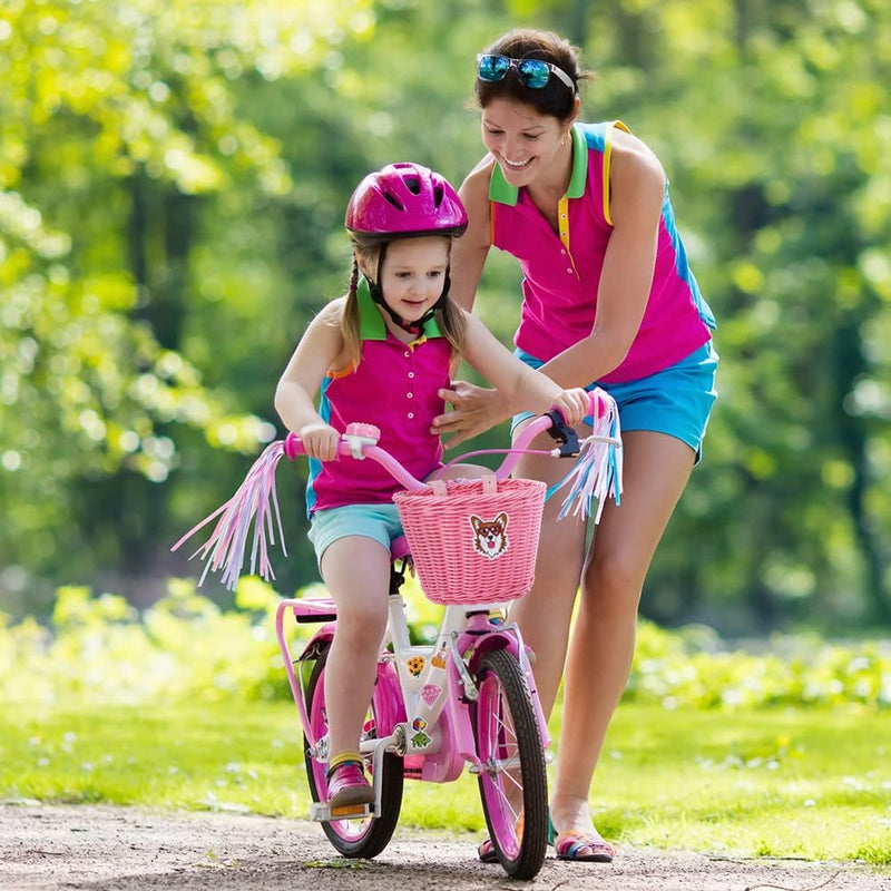 Load image into Gallery viewer, Flintronic Kinderfietsmand, handgeweven fietsmand voor kinderen, fietsmand voor meisjes, jongens, kinderen, met fietsaccessoires
