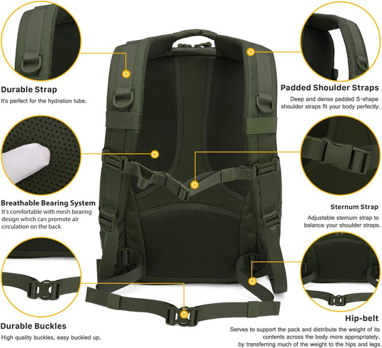 Mardingtop 25L Tactische Militaire Rugzak voor Buitenuitrusting Aanvalsrugzak met MOLLE Systeem Trekking Tas voor Wandelen Camping