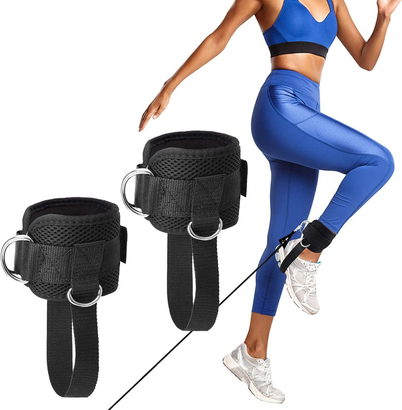 Load image into Gallery viewer, Enkelbanden voor kabelmachines, gevoerde enkelboeien met vast touw, fitnessaccessoires voor bilspieroefeningen en beenverlengingen, verstelbaar, 1 paar
