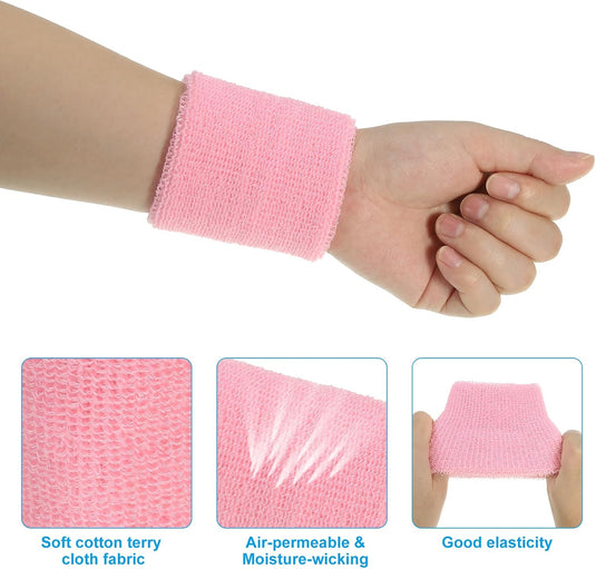 Sport polsbandjes 8 x 10 cm 2 stuks oranje – absorberende katoenen zweetbanden – sport accessoires