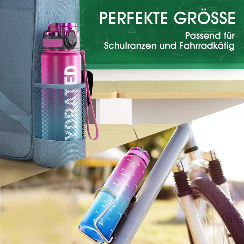 Laden Sie das Bild in Galerie -Viewer, Drinkfles 750 ml BPA-vrij met tijdmarkeringen en lekvrije dop – waterfles – sportfles
