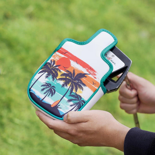 Golf putter beschermhoes van kunstleer met magnetische sluiting voor half mallet putters – puttercover – golfclubhoes