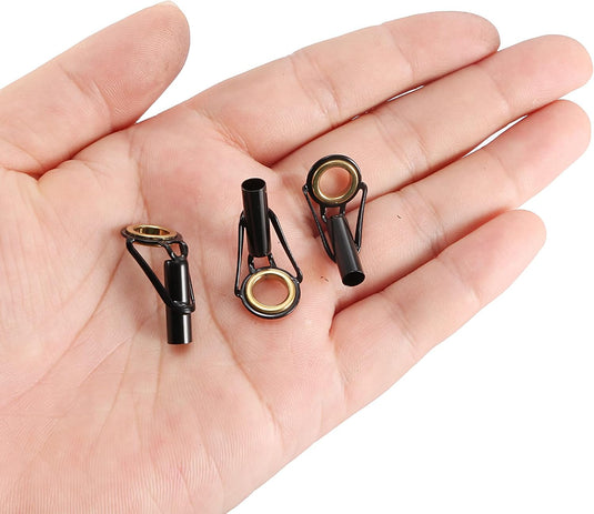 Hengel topogen 3 stuks 1 mm van roestvrij staal zwart-goud – hengeltop reparatieset – visaccessoires