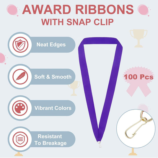 Medaille neklinten 100 stuks 43 x 2,2 cm met klikclips – award linten – sport accessoires