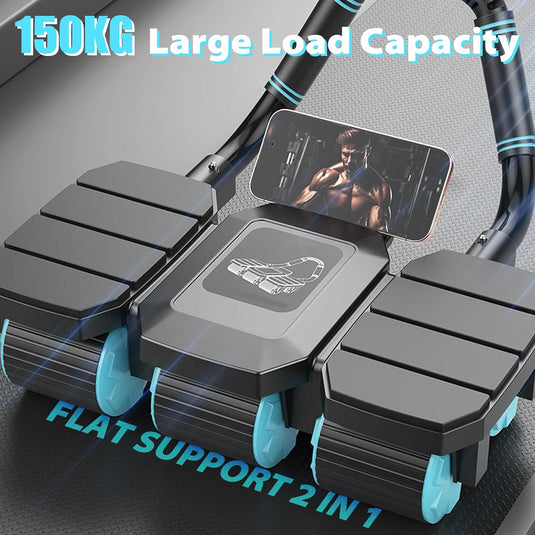 Ab roller met automatische rebound en gevoerde elleboogsteun tot 150 kg – buikspiertrainer – ab wheel