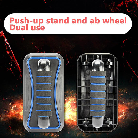 2-in-1 fitness trainer met push-up bars en ab roller met 8 wielen – buikspiertrainer – push-up board