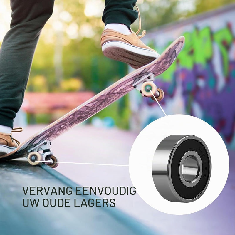 Laad afbeelding in Galerijviewer, Skateboard kogellagers 608ZZ 20 stuks 8 x 22 x 7 mm ABEC-5 – reservelagers – skate accessoires
