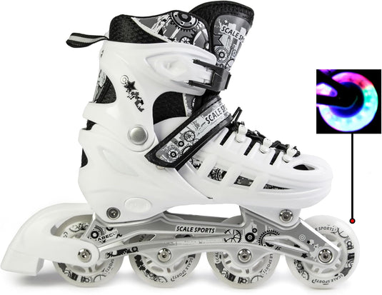 Adjustuble Rolschaatsen met oplichtende wielen voor kinderen en volwassenen - Kids Inline Roller laarzen met opbergtas voor peuters, rolschaatsen voor meisjes, jongens, professionals en