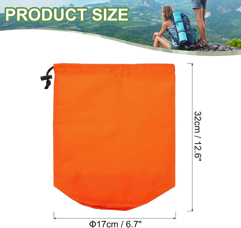 Załaduj obraz do przeglądarki galerii, Waterdichte opbergzak 11 x 20 cm met trekkoord oranje – stuff sack – camping accessoires
