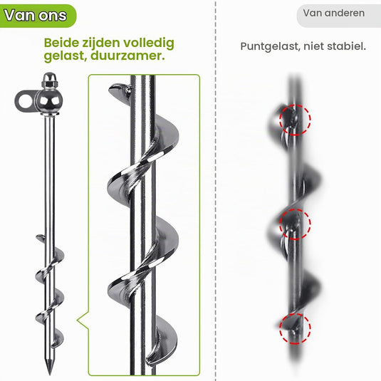Grondankers 4 stuks 30 cm heavy duty met booradapter – trampoline ankers – stormankers