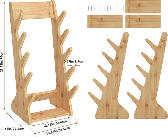 Skateboard vloerrek van hout met 5 vakken – vrijstaande boardhouder – skateboard opbergrek