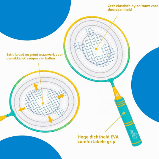 Set de badminton pour enfants avec 2 raquettes de 44 cm, 3 volants et un sac de transport – badminton junior – sport de plein air