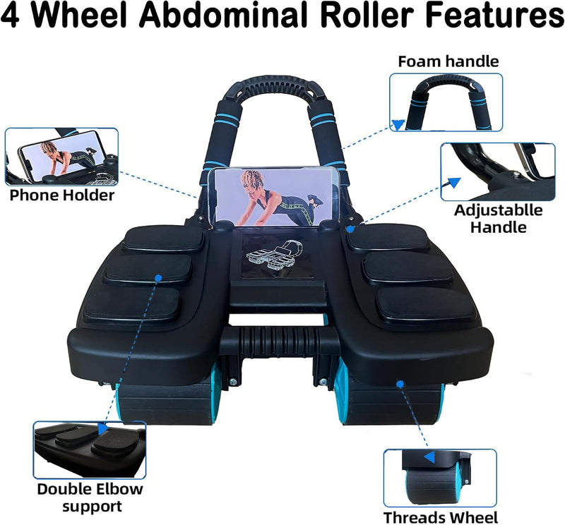 Laad afbeelding in Galerijviewer, Ab roller met automatische rebound 4 wielen en elleboogsteun – buikspiertrainer – ab wheel
