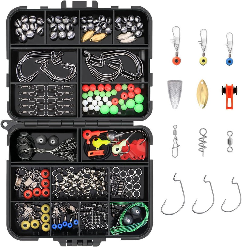 Load image into Gallery viewer, Vicloon 272 Stucks Stkvishaken Kit, Hengelaccessoireset, Jighaken, Bullet Bass Gooien Zinken Gewichten, Verschillende Vissen Wervels, Zinken Slides, Vislijn Kralen enz
