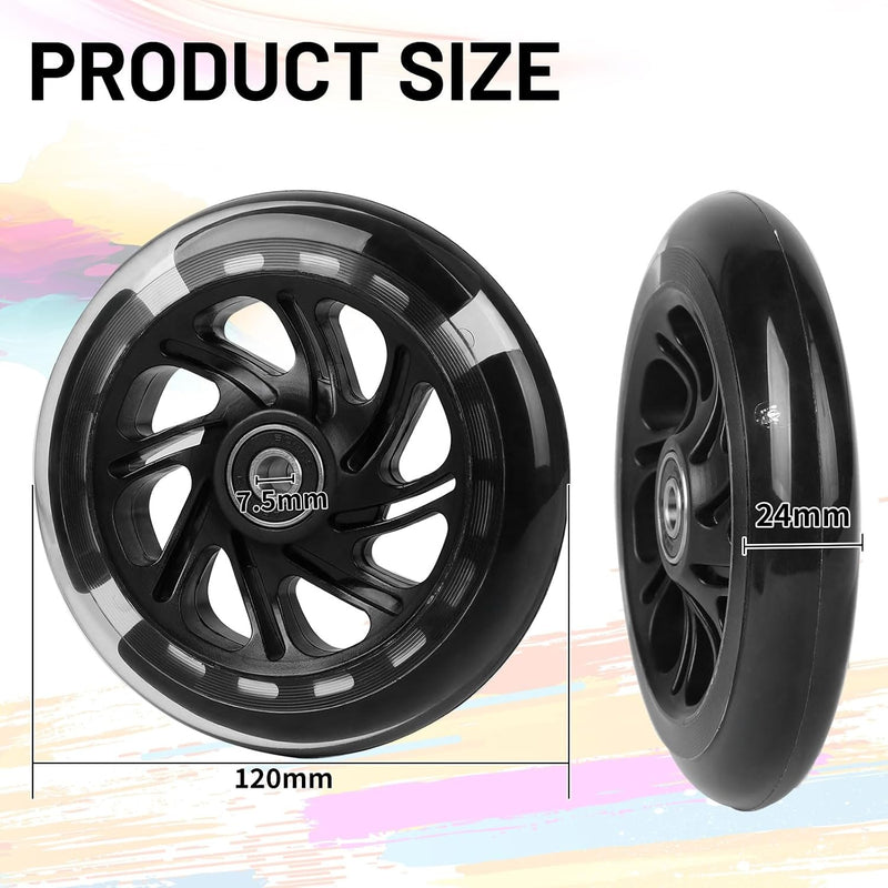 Load image into Gallery viewer, DBREAKS Lichtgevende stuntstep, wielen met ledverlichting, 100 mm, ABEC, 9 kogellagers, hardheid 88A, geschikt voor alle scooters (zwart)
