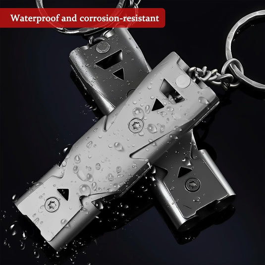 Metalen noodfluitjes set van 2 met sleutelhanger