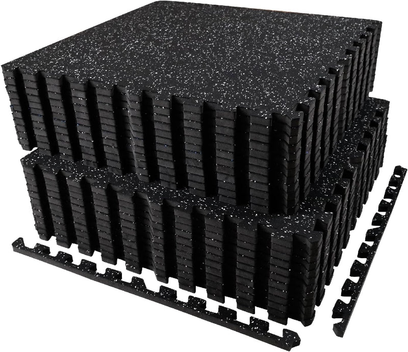 Load image into Gallery viewer, Puzzelmat fitness 12 stuks – 60 x 60 x 1,4 cm – antislip rubber en EVA vloerbescherming voor homegym – zwart/wit
