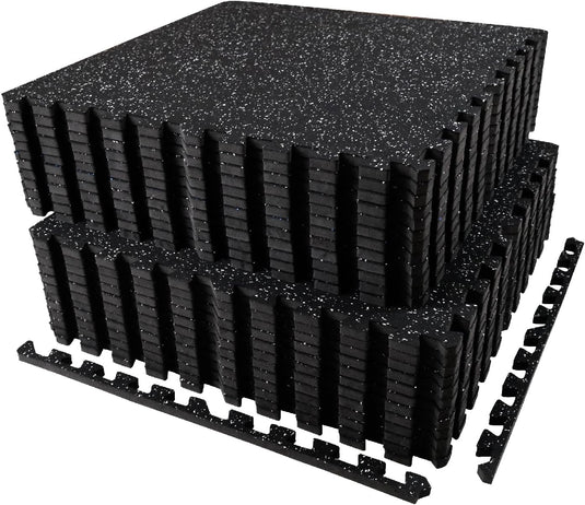 Puzzelmat fitness 12 stuks – 60 x 60 x 1,4 cm – antislip rubber en EVA vloerbescherming voor homegym – zwart/wit