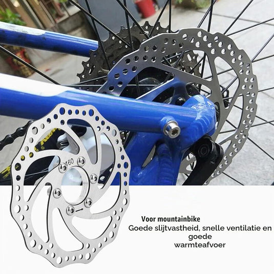 Fahrrad-Bremsscheibe, 160 mm, aus Edelstahl mit Flanschadapter und 6 Befestigungsschrauben – Bremsrotor – Scheibenbremsenteile