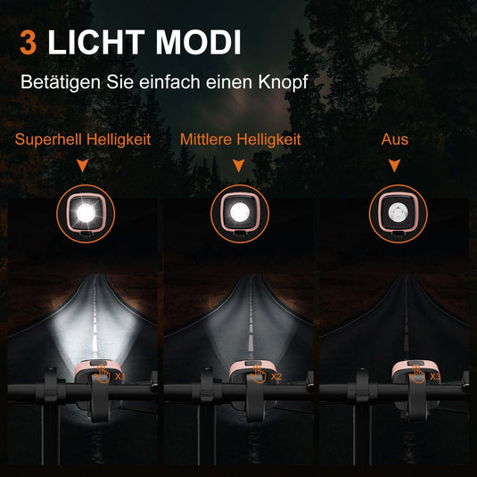 Oplaadbare fietsverlichting set USB-C IPX5 met voor- en achterlicht – fietslamp – LED fietslicht